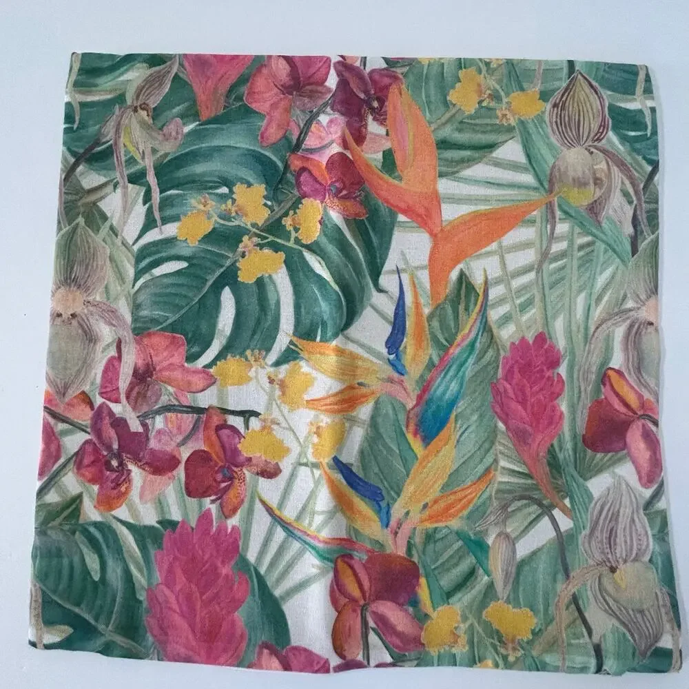 Tropical Pillow Cover Set of 3 Floral Flowers Island Coastal Beach Palms